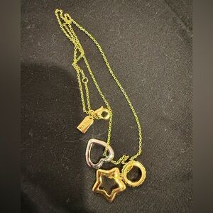 Coach Mixed metal Heart, Star & Circle Charm Necklace